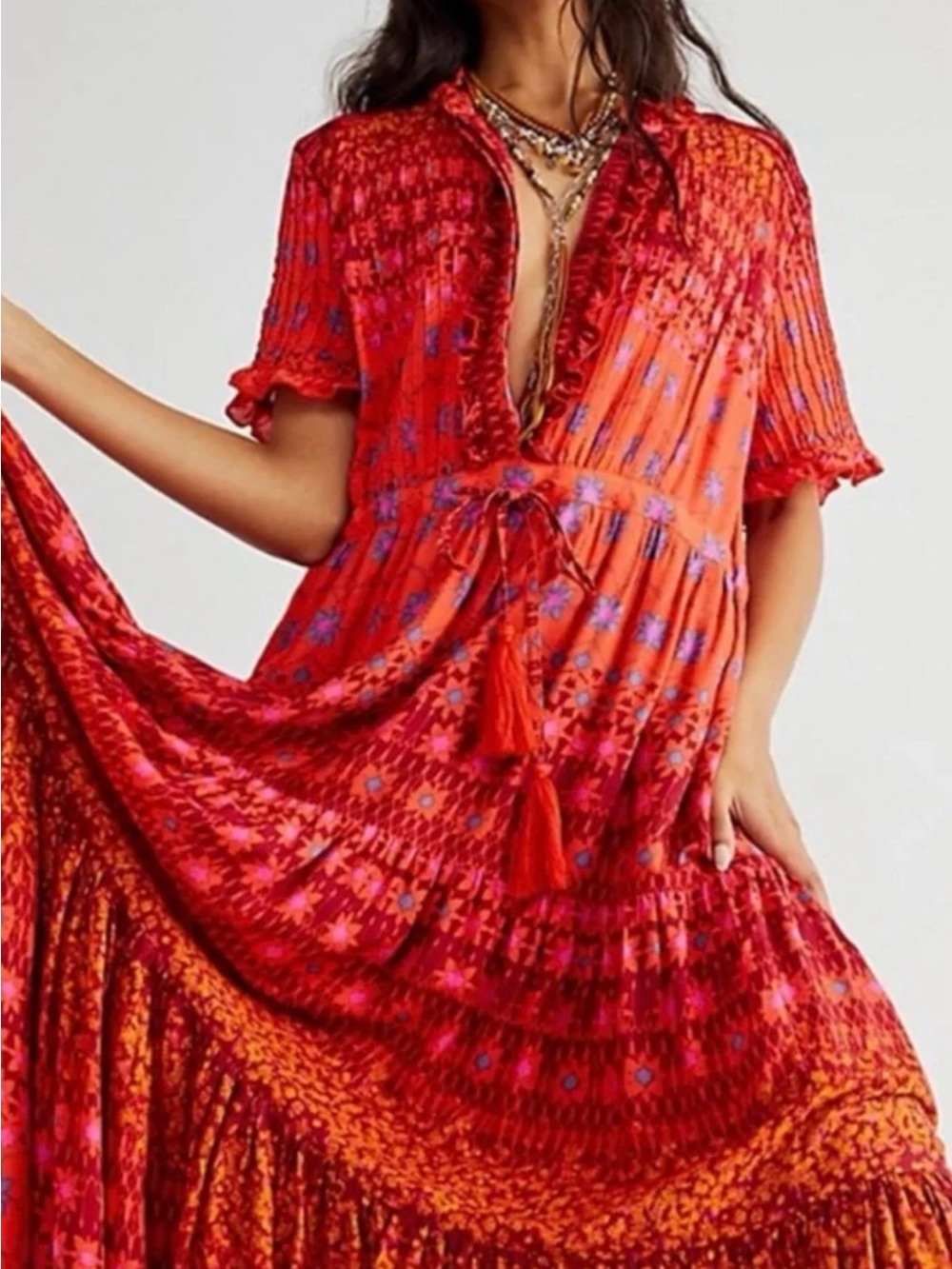Free People Ruby Red Floral Maxi Dress - Picture 2 of 4